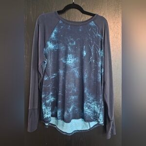 Tek Gear Navy and Aqua Long Sleeve Tee